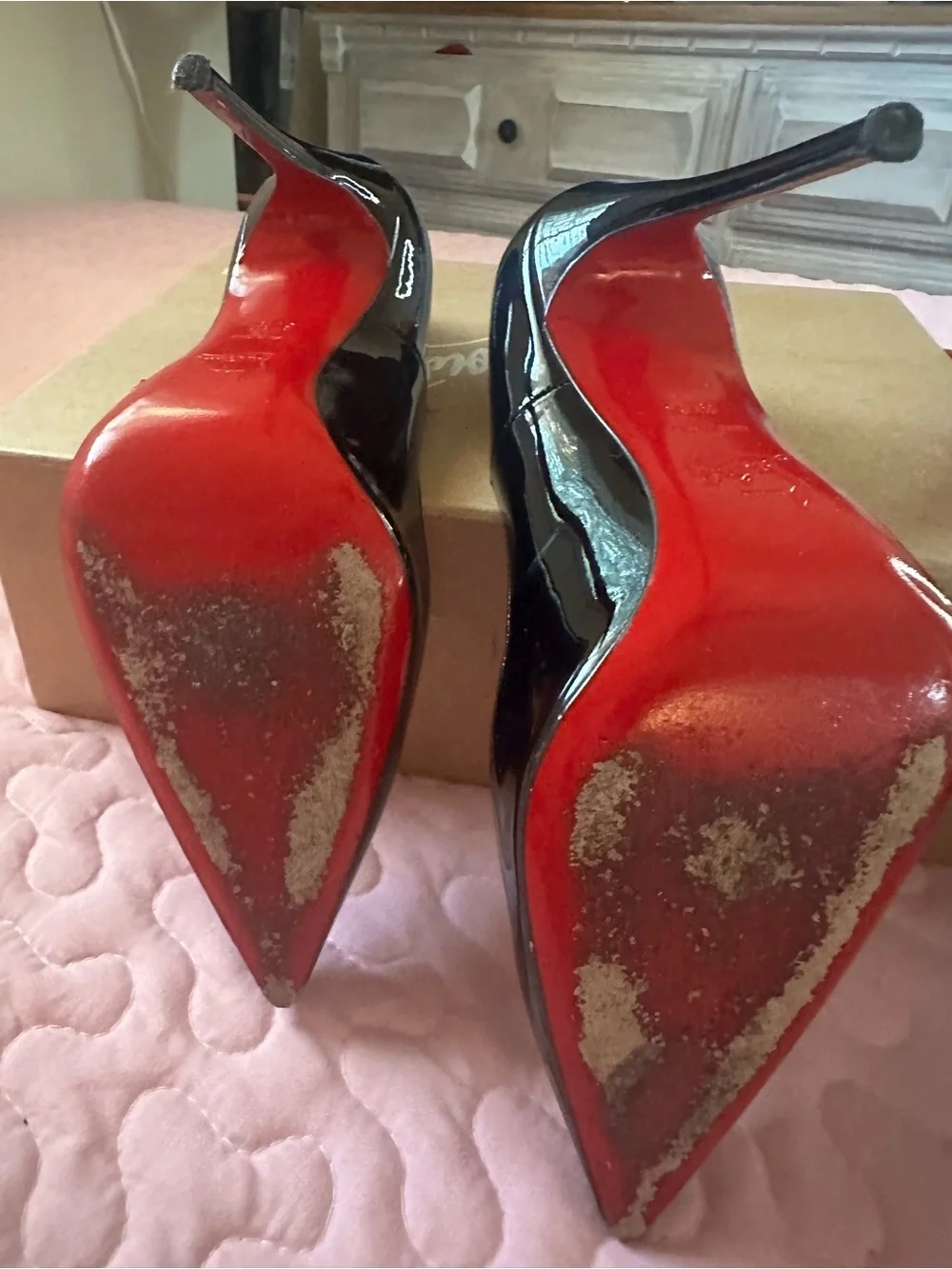 Christian Louboutin Black Patent Pointed-Toe Stiletto Pumps - Classic Gloss